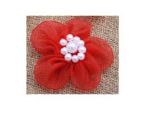 Organzos gėlytės su karoliukais  35mm (9 spalvos)