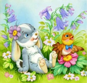 Deimantinio paveikslo-mozaikos 5D rinkinys (akučių klijavimas) 30X30cm TRIUŠIS IR PAUKŠČIUKAS