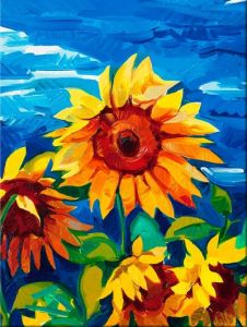 Deimantinio paveikslo-mozaikos 5D rinkinys (akučių klijavimas) 30X40cm TAPYTOS SAULĖGRĄŽOS