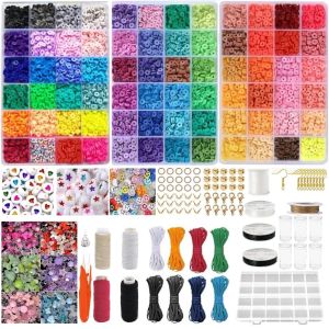 Stiklinių ir akrilinių karoliukų rinkinys 7400vnt. aukso spalvos