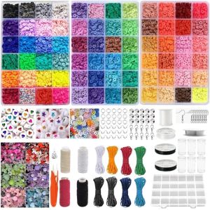 Stiklinių ir akrilinių karoliukų rinkinys 7400vnt. sidabro spalvos