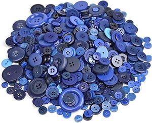 Įvairių dydžių mėlynų spalvų sagų rinkinys 100g