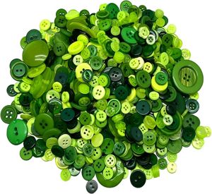 Įvairių dydžių žalių spalvų sagų rinkinys 100g