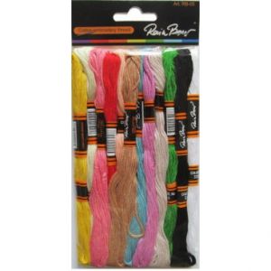 Medvilniniai siuvinėjimo siūlai Muline RB-05 12vnt.x8m (2 rūšys) -ryški